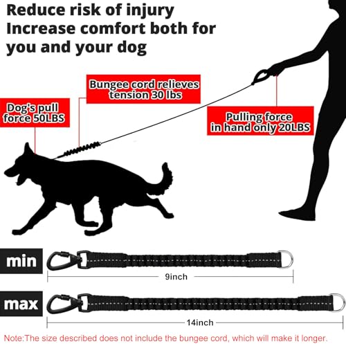 Rope Dog Leash 4 FT: Heavy Duty Leashes with Swivel Lockable Hook Reflective Threads Bungee and Padded Handle - Dog Lead for Large Small Medium Dogs Outside Walking Hiking Blue - color: Blue, size: 4ft*1/2''