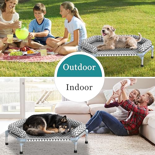 Orthopedic Dog Bed for Medium Dogs - Removable Bolsters & Cleanable Cover,Elevated Outdoor Dog Bed,Easy to Assemble,Up to 100lbs,Medium - size: 6 Sided Bolster Medium