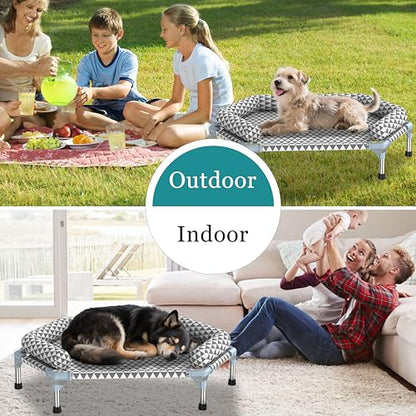 Orthopedic Dog Bed for Medium Dogs - Removable Bolsters & Cleanable Cover,Elevated Outdoor Dog Bed,Easy to Assemble,Up to 100lbs,Medium - size: 6 Sided Bolster Medium