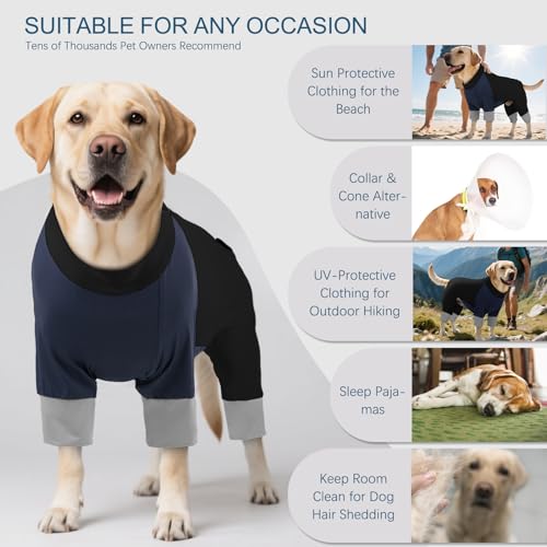 Dog Sun Cooling Shirt with Long Sleeves, UV Resistant & Cooling Shirt for Hot Weather, BlueBlack, 4XL - color: BlueBlack, size: 4XL