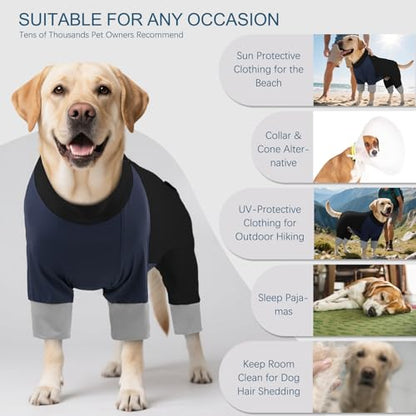 Dog Sun Cooling Shirt with Long Sleeves, UV Resistant & Cooling Shirt for Hot Weather, BlueBlack, 4XL - color: BlueBlack, size: 4XL