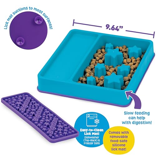 Brightkins Square 2-in-1 Slow Feeder Bowl and Lick Mat - Slow Feeder Dog Bowls, Dog Bowls for Fast Eaters, Interactive Puppy Bowl, Cat Food Puzzle, Puzzle for Dogs, Pet Dishwasher Safe Lick Mat - style: Slow Feeder & Lick Mat