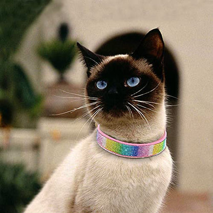 Rhinestone Dog Collar, Cute Dazzling Sparkling Soft Suede Leather Adjustable Pet Dog Cat Collar Crystal Diamond for Puppy Small Medium Large Dogs (XXS:15.5-21cm, Pink-2) - color: Pink-2, size: XXS:15.5 - 21cm