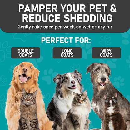 Maxpower Planet Pet Grooming Brush - Double-Sided Undercoat Rake for Dogs and Cats, Extra Wide, Reduces Shedding by 95%, White - color: White, size: Large