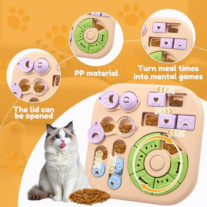 Interactive Dog Puzzle Toys Interactive Treat Dispensing Slow Feeder for Training and Mental Stimulating Dog Enrichment Toys, Dogs Puzzles for Smart Dogs Puppy Cats Pet(Beige) - color: Beige
