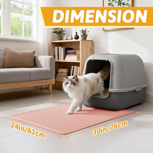 Pieviev Cat Litter Mat Double Layer Waterproof Urine Proof Trapping Mat 1 Pack (Red, 30x24 Inch (Pack of 1)) - color: Coral Red