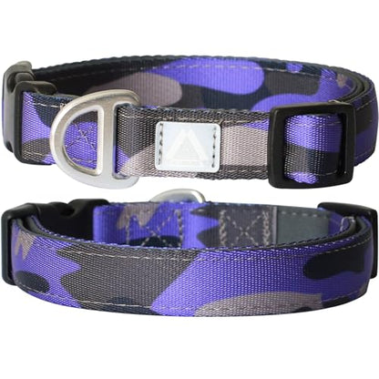 Soft Padded Dog Collar, Neck 9’’-14’’, Adjustable Heavy Duty Collar with 3M Reflective Logo for Small Dogs, Camo Purple, S - color: Camo Purple, size: S (Neck 9''– 14'')