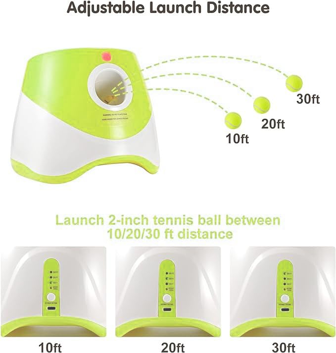 MEKAPLE Automatic Dog Ball Launcher, Dog Ball Thrower Machine with 10-30Ft 3 Launching Distance, Interactive Toys for Small Dogs Indoor & Outdoor with 15 Mini Tennis Balls-2 Inch Light Green - color: Light Green