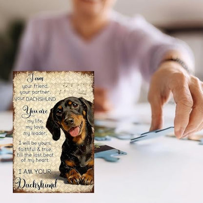 500 Pieces Jigsaw Puzzles for Adults, I Am Your Friend Your Partner Your Dachshund Art Puzzle, Stress Relief Concentration Training Brain Teaser Puzzle 20.4x15 Inch - color: Wooden Puzzle13, size: 500 Piece pcs
