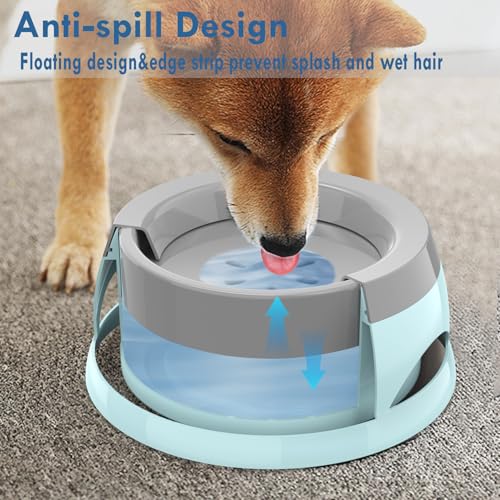 Dog Water Bowl, No Spill Cat Slow Feeder Water Dispenser Portable Vehicle Carried Car Travel Bowls for Small Medium Pets Sloppy Messy Drinkers 25oz, Blue - color: Blue