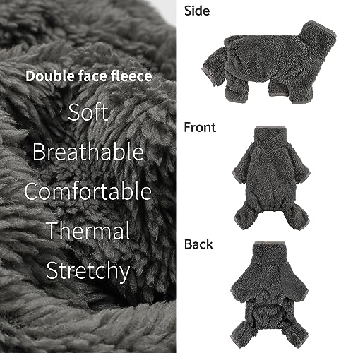 Fitwarm Dog Fleece Pajamas, Dog Winter Clothes for Small Dogs Boy Girl, Pet Jumpsuit, Doggy Onesie with Feet, Dark Grey, XL - color: Dark Grey, size: X-Large