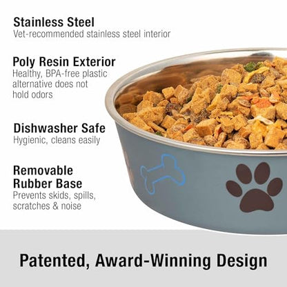 Loving Pets Bella Dog Bowls- Stainless Steel Dog & Cat Bowls - Spill Proof Dog Food Bowl, Cat Bowl, Puppy Essentials & Pet Supplies Great for Home & Travel (Large 35-65 lbs, Blueberry) - color: Blueberry, size: Large (35-65lbs)