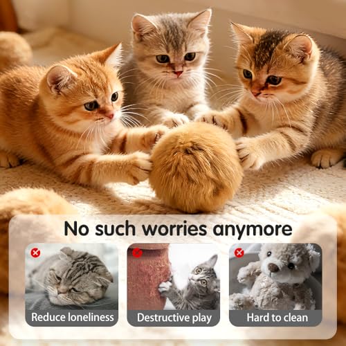 3 Pcs Rabbit Fur Ball Cat Toys, 2026 New Soft Cat Toy Rabbit Fur Ball, Washable Fluffy Catnip Toy Ball for Indoor, Interactive Fun to Chase Cat Exercise Ball for Hunting