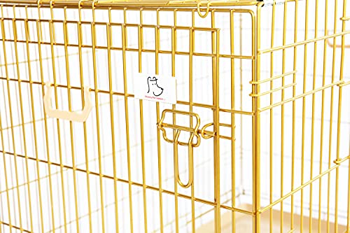 HOMEY PET 42" Gold Folding Dog Crate, Dog Cage for Large Dog Kennels with Pull Out Tray(No Floor Grid)
