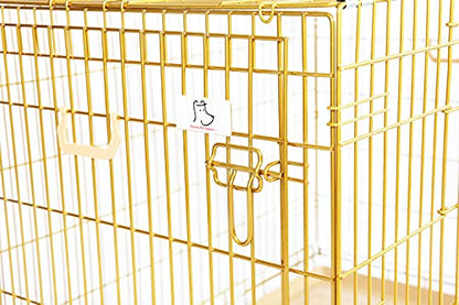 HOMEY PET 42" Gold Folding Dog Crate, Dog Cage for Large Dog Kennels with Pull Out Tray(No Floor Grid)