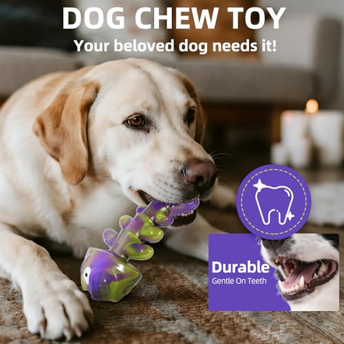 Dog Chew Toys for Aggressive Chewers：2 Pack Indestructible Dog Toy for Large, Medium Breed to Keep Them Busy Bacon and Beef Flavor - color: Beef Bone & Bacon—2PC