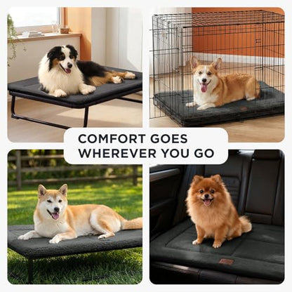 Joydeco Low Profile Dog Crate Mat Reversible Bed Pad, Washable Dog Pad Mat with Ultra Soft Fleece, Compact Design Kennel Beds Mats for Large Medium Small Pets, 35" x 23" Dark Gray - color: Dark Gray