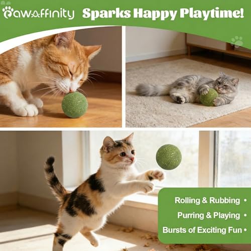 Natural Catnip Balls for Cats – 2 Pack Compressed Catnip Toys for Indoor Cats, 100% Natural No Fillers, Long-Lasting Mess-Free Interactive Cat Toy for Stress Relief & Healthy Play