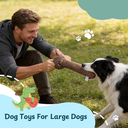 Nocciola Dog Squeak Toys 2pcs, Dog Toys to Keep Them Busy for Aggressive Chewers, Hide and Seek Crinkle Dog Toy for Large Dogs, Long Face Wild Animals Playground Series - style: Wolf, Crocodile
