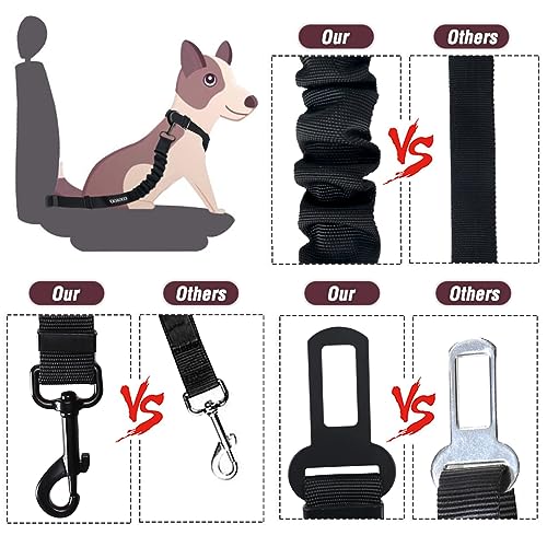 Dog Seat Belt,3 Piece Set Retractable Dog Car Adjustable Seatbelts for Vehicle Nylon Pet Safety Heavy Duty & Elastic & Durable Car Harness for Dogs - color: Set 08-Black+Fuchsia