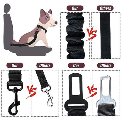 Dog Seat Belt,3 Piece Set Retractable Dog Car Adjustable Seatbelts for Vehicle Nylon Pet Safety Heavy Duty & Elastic & Durable Car Harness for Dogs - color: Set 08-Black+Fuchsia