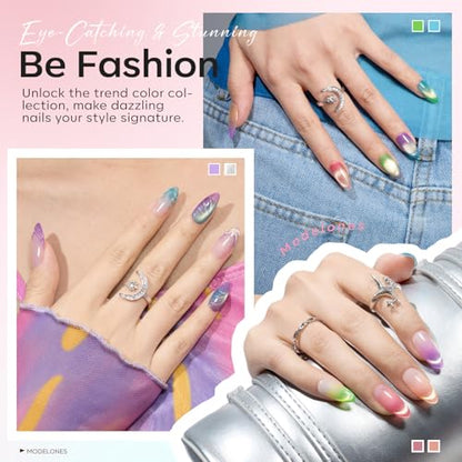modelones Cat Eye Gel Nail Polish, 6 Colors Jelly Neon Set with Magnet Sparkle Galaxy Series Nail Gel Polish Kit Soak Off Led Nail Art Manicure Salon DIY Gifts - color: A-1 Glassy Reverie