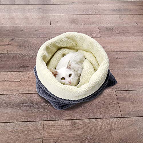 Cat Bed Cave Sleeping Bag, Pet Mat Self Warming Pad Sack for Cats and Small Dog - color: grey