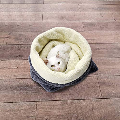 Cat Bed Cave Sleeping Bag, Pet Mat Self Warming Pad Sack for Cats and Small Dog - color: grey
