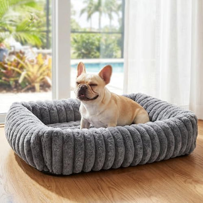 Dog Bed for Small Medium Size Dog, Washable Self Warming Dog Cat Beds for Indoor Cats Fluffy Rabbit Fur Pet Bed for Puppy and Kitten, Orthopedic Dog Cat Beds with Removable Cover & Anti-Slip Bottom - size: 28*22* 8 inches