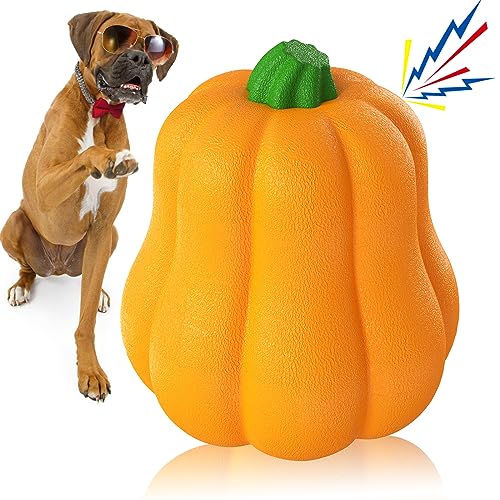 LiuMelinda Dog Chew Toys for Aggressive-Chewers - Indestructible Dog Toy for Aggressive Chewer，Tough Chew Toys for Dogs （Rubber Orange-Pumpkin） - color: 09-Orange-Pumpkin
