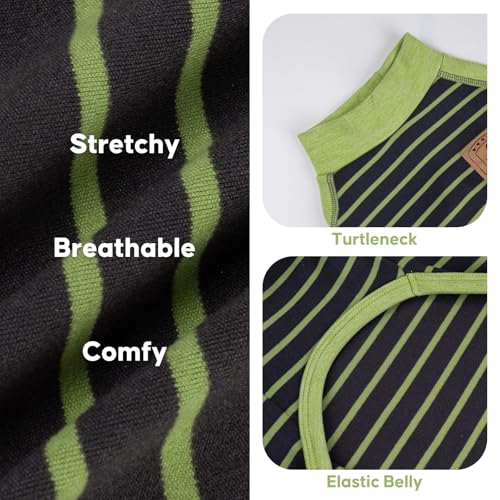KYEESE Dog Pajamas, Soft Dog Pajamas for Small Dogs Boy Girl, Comfy Dogs PJS Lightweight Onesie Clothes, Stretchy Jammies Pet Sleepwear, Pet Jumpsuit Outfit, Green Striped, L - color: 04# Green Striped, size: Large (15-22lbs)