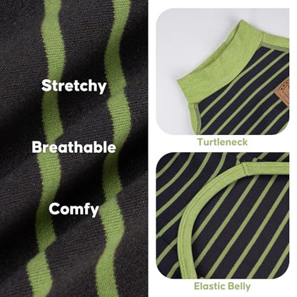 KYEESE Dog Pajamas, Soft Dog Pajamas for Small Dogs Boy Girl, Comfy Dogs PJS Lightweight Onesie Clothes, Stretchy Jammies Pet Sleepwear, Pet Jumpsuit Outfit, Green Striped, M - color: 04# Green Striped, size: Medium (11-15lbs)