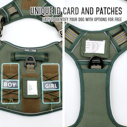 Tactical Dog Harness for Medium & Large Dogs, Green Adjustable No-Pull Control with Handle, Heavy Duty Reflective Vest - Size S - color: Army Green, size: S