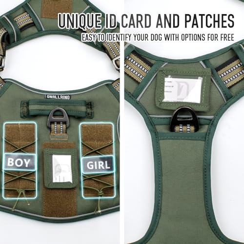 Tactical Dog Harness for Medium & Large Dogs, Green Adjustable No-Pull Control with Handle, Heavy Duty Reflective Vest - Size M - color: Army Green, size: Medium