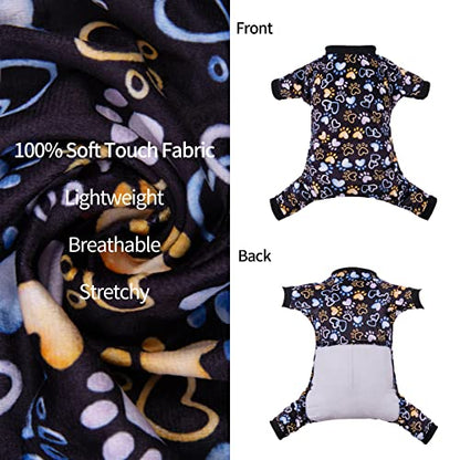 CuteBone Dog Pajamas Costumes Fleece Pet Clothes Puppy Onesie Winter Holiday Cute Cat Jammies Keep Your Pet Warm in the Cold Weather P220XS - color: A06-Footprints of Love, size: X-Small