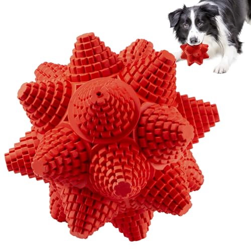 LiuMelinda Dog Chew Toys for Aggressive-Chewers - Indestructible Dog Toy for Aggressive Chewer，Tough Chew Toys for Dogs （Rubber Stacked Star Ball） - color: 19-Red-Stacked Star Ball