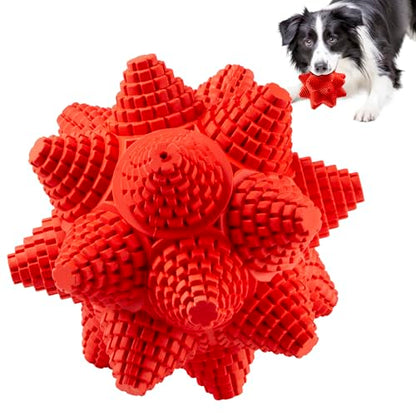 LiuMelinda Dog Chew Toys for Aggressive-Chewers - Indestructible Dog Toy for Aggressive Chewer，Tough Chew Toys for Dogs （Rubber Stacked Star Ball） - color: 19-Red-Stacked Star Ball