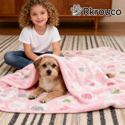 Three Piece Pet Blanket Set for Dogs Cats Soft Comfy Puppy and Kittens Bed Blanket Fluffy Fleece Pets Throw with Cute Patterns (Medium 30x20.5 inch, Cute Animals) - color: Cute Animals, size: Medium-30x20.5 Inch