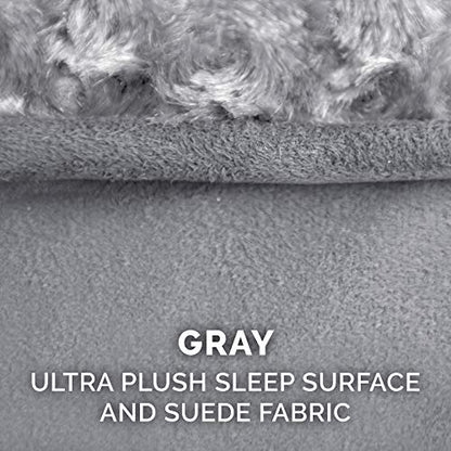 Furhaven Replacement Dog Bed Cover Ultra Plush Faux Fur & Suede Contour Luxe Lounger, Machine Washable - Gray, Jumbo (X-Large) - color: Ultra Plush (Gray), size: Jumbo, style: Jumbo (Pack of 1)