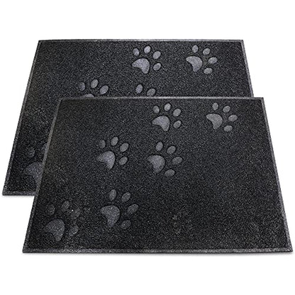 Andalus Small Cat Litter Mat, Pack of 2 - Waterproof, Non-Slip & Easy to Clean Cat Litter Box Mat for Extra Efficient Pet Litter-Trapping, Black (15.75” X 11.75”) - color: Black