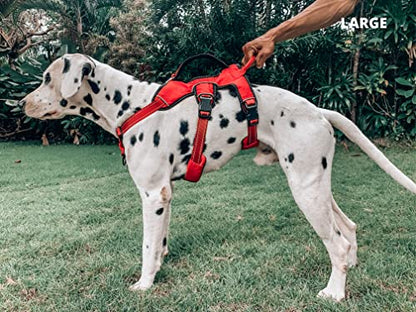 Tuff Pupper Escape Proof No Escape Dog Harness | 5 Point Adjustable Fit Harness for Dogs | Padded Dog Harnesses | Handle Dog Lift Harnesses - color: March Red, size: Large
