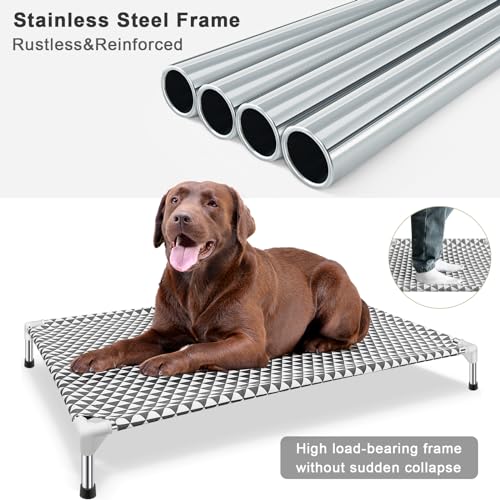 Elevated Outdoor Dog Bed, X-Large Size, Cotton Material, Non-Slip Feet, Fits up to 120lbs - size: 4 sided X-Large