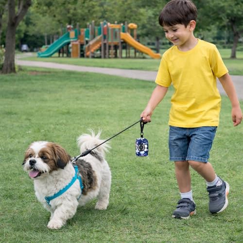 Dog Poop Bag Holder Leash Attachment, Dog Waste Bag Dispenser Zippered Pouch, Fits Any Dog Leash, Includes Free Roll of Dog Bags, Poop Bag Dispenser - 2 Packs, Mixed Blue & White - color: Dark Blue & White