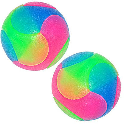 2Pcs Light Up Dog Balls,LED Dog Ball,Glow in The Dark Dog Ball,Flashing Elastic Pet Toys for Puppy, Cats, Dogs - color: 2 pcs smooth balls