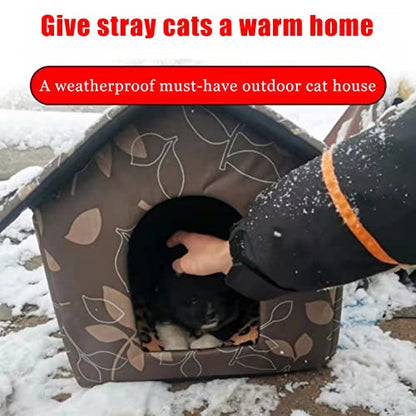 Outdoor Cat House, Cat Houses for Outdoor Cats, Weatherproof Warm and Insulated Cat House with Transparent Curtain Pet House, Stray Cats Shelter (Shabby Chic, Small-Houses) - style: Shabby Chic