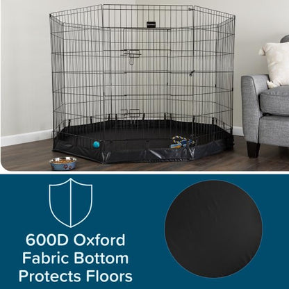 Dog Playpen - Foldable Metal Exercise Puppy Play Pen with Eight 24x42in Extra-Tall Panels and Gate - Indoor/Outdoor Dog Fence with Fabric Bottom for Dogs, Cats or Small Animals by PETMAKER (Black) - size: 24" x 42"