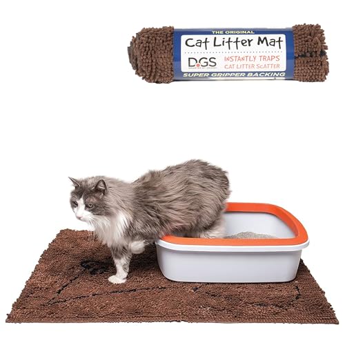 Dog Gone Smart Cat Litter Mat - Super Absorbent Microfiber - Plush Surface Traps Litter, Dirt & Moisture - Washable, Non-Slip - Built with Double Basting & Stitching for Lasting Use -Brown, 35 x 26 In - color: Brown, size: 10"L x 10"W