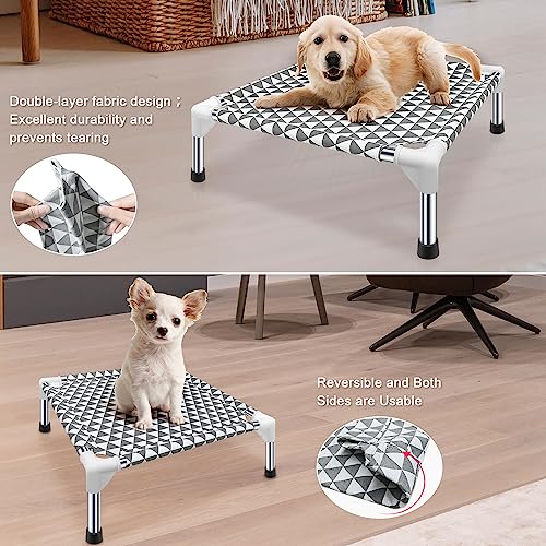 Kuntrust Elevated Outdoor Dog Bed Updated Raised Pet Cot Cooling Puppy Bed Lifted Dog Bed for Small Pets|Indoor Detachable Raised Dog Bed with Non-Slip Feet,Double-layer Cloth(S) - size: 4 sided Small