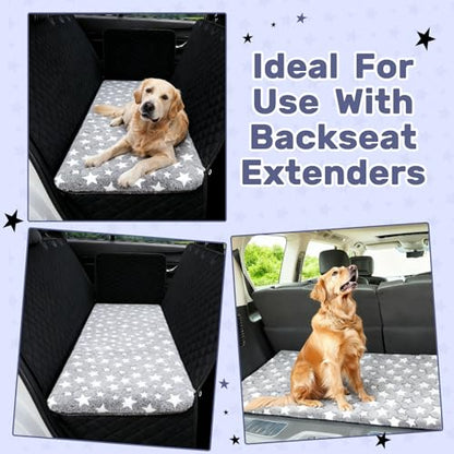 RattanView Back Seat Pet Cover for Dogs Backseat Cover for Dogs in Car 51x 24 Backseat Dog Bed Mat Waterproof Non-Slip Soft Cozy Star Pattern Protector for Extenders Trucks Suvs All Season Travel