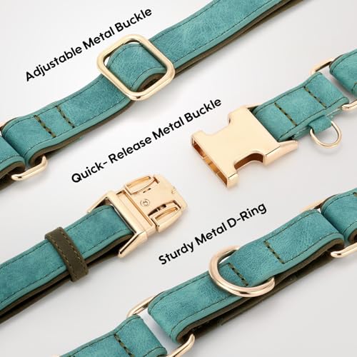 WHIPPY Vegan Leather Dog Collar No Slip Martingale Dog Collar with Quick Release Metal Buckle for Large Medium Small Dogs,Green - color: green, size: S:Fit 11-13" Neck
